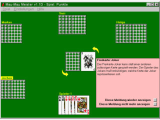 In dieser Mau Mau-Variante spielen Sie gegen bis zu neun Computergegner.