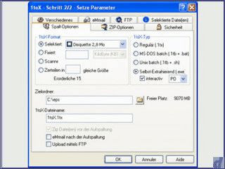 Dateien die zu gro� f�r eine Diskette sind einfach splitten.