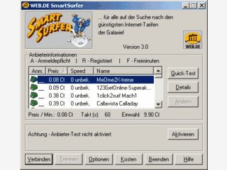 Der SmartSurfer von web.de findet f�r Sie immer den g�nstigsten Online-Zugang.
