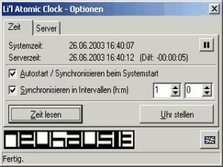 Synchronisiert die Windows-System-Uhr mit Atom-Uhren im Internet.