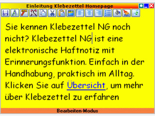 Klebt kleine gelbe Notizen auf den Desktop inklusive Erinnerungsfunktion
