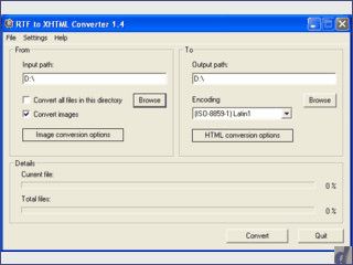 RTF to XHTML Converter  konvertiert viele Word-Dokumente in HTML mit CSS Style