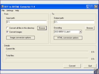 RTF to XHTML Converter  konvertiert viele Word-Dokumente in HTML mit CSS Style