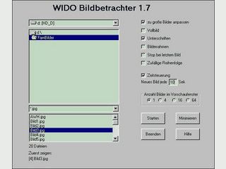 Vollbild-Bildbetrachter der die Formate JPG, GIF, BMP, WMF untersttzt.