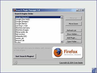 Sortiert die Liste der Suchmaschinen im Mozilla Firefox Browser beliebig