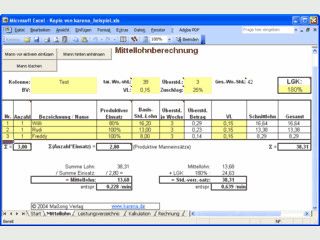 Excel Anwendung zur Zuschlagskalkulation im Handwerk