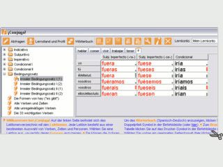 Trainer zum Erlernen der spanischen Verben.