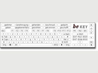 Eine virtuelle Tastatur auf dem Bildschirm mit zahlreichen Funktionen.