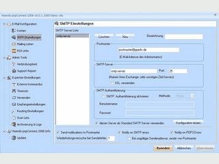 Ermglicht es, mit MS-Exchange E-Mails von POP3- und IMAP-Konten zu empfangen