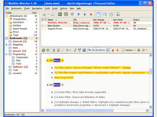 Prft Webseiten auf Updates und hebt nderungen optisch hervor.
