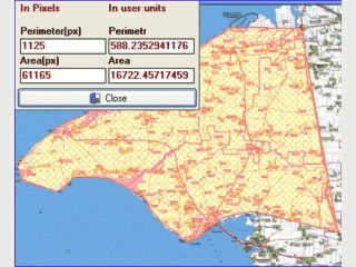 Desktop-Lineal zur Berechnung von Flchen und Entfernungen auf Landkarten