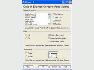 Sortiert Outlook die Express Kontaktliste nach verschiedenen Kriterien