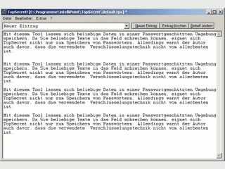 Verwaltet beliebige Daten und Kennworte in einer verschlsselten Datei.