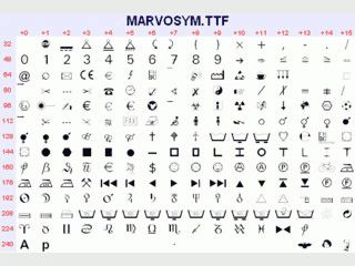 True Type Symbol Font mit vielen wichtigen Symbolen