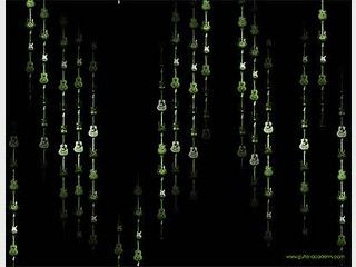 Der bekannte Matrix Screen mit fallenden Gitarren.