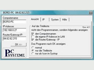 Einfaches Tool zur Anzeige von: Local-IP, Gateway-IP und Computername.