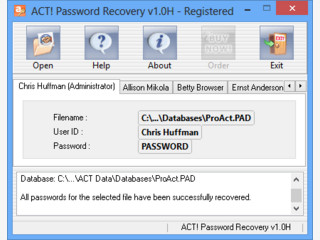 Wiederherstellung von ACT! Passwrtern.