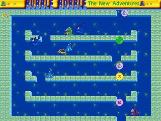 Recht originalgetreues Remake des Arcade-Klassikers Bubble Bobble.