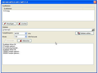 Speichert den Ton von MPEG und AVI Dateien im Format MP3 oder WAV