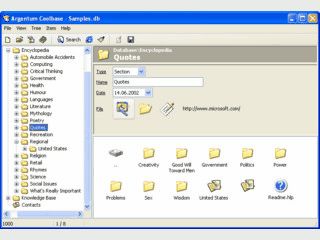 Datenbank zur Verwaltung beliebiger Daten in Windows Explorer-Darstellung