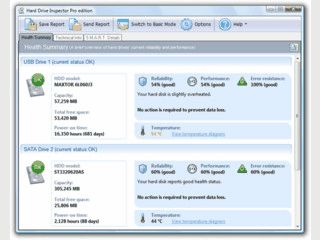 Software-Monitor der die Daten der Festplattendiagnose S.M.A.R.T. darstellt.