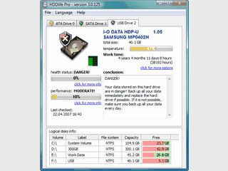 HDDlife zeigt Ihnen Informationen ber Ihre Festplatten in einem bersichtlichen