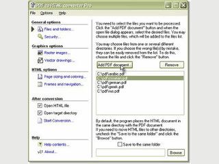 Konvertiert PDF Datein in HTML Seiten inklusive aller Inhalte und Verweise