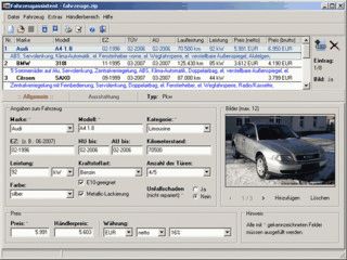 Fahrzeugassistent dient zur Verwaltung von Fahrzeugbestnden bei mobile.de.