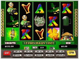 Slotmachine mit Motiven des Leprechaun aus der irischen Mythologie.