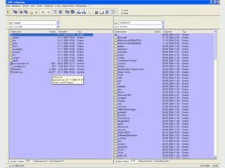 Dateimanager in Zeifenstertechnik mit FTP-Client und Dateiverwaltung.