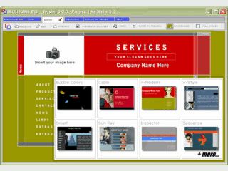 Editor mit dem sich eine Flash-basierte Website aus 54 Templates erstellen lt.