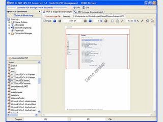 Tool mit dem Sie PDF Dateien in verschiedene Bildformate exportieren knnen.