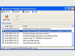 Passwortfinder fr Outlook Dateien (*.pst), alle Versionen.