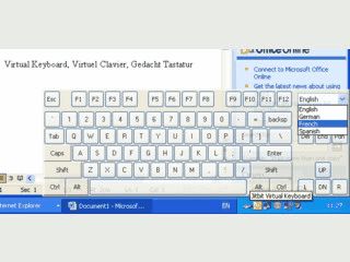 Virtuelle Bildschirmtastatur die mit der Maus bedient werden kann.