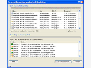 Sucht und bearbeitet Duplikate von E-Mails in Microsoft-Outlook-Ordnern.