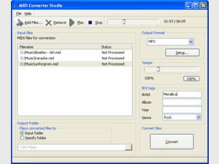 Wandelt MIDI Dateien einfach in WAV, MP3, OGG, WMA um