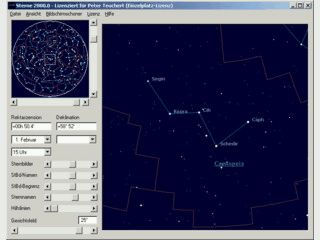 Sternenatlas und Bildschirmschoner für den PC mit den 9000 hellsten Sternen