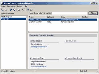 Programm zum Verwalten von Adressen.