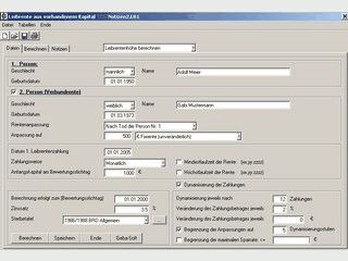 Berechnung von Leib- und Zeitrenten.