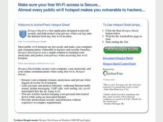 Hotspot Shield schtzt Ihre Daten whrend Sie an WiFi Hotspots surfen.