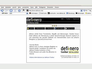 Toolbar zur bersetzung und Recherche fr beliebige Begriffe.