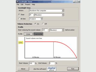 Reduziert automatisch die Lautstrke und schaltet den Computer dann aus.