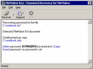 Recovery von Filemaker Datenbank-Passwrtern.