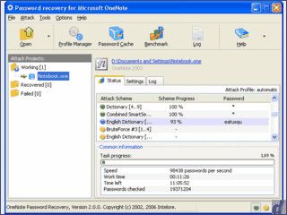 Passwrter von MS OneNote Dateien knacken.