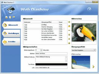 Erstellt aus Bilddateien automatisch Flash-Diashows fr Ihre Webseite.