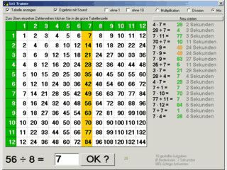 Einfacher 1x1-Trainer zum ben von Multiplikation und Division.