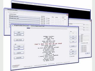 Audioplayer mit 16 Spuren und Anzeige von Liedertexten.