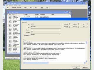 Datenbank mit PLZ, BLZ und KFZ fr Deutschland.