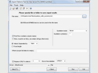 Export von Tabellendaten des MS SQL Servers in Flat-Text Datenbanken.