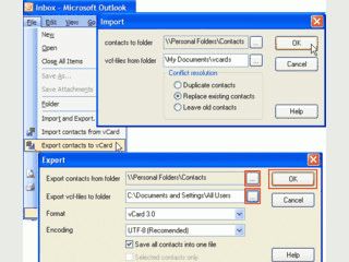 Import und Export von beliebig vielen vCard Datenstzen gleichzeitig.